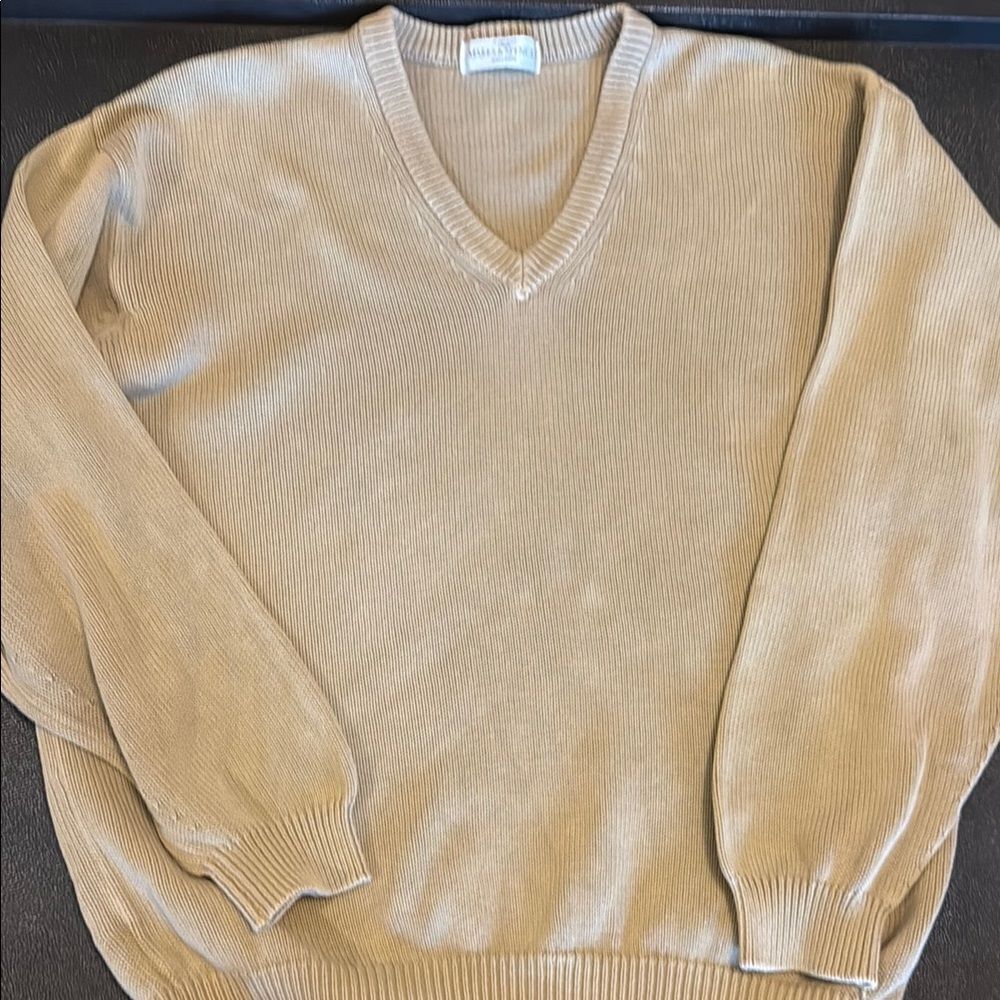 Mark&Spencer StMichael Men's Beige Sand V-Neck Sweater size medium